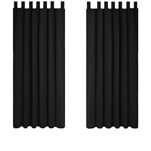 Lot de 2 Rideaux Occultant Isolant Thermiques Salon à Pattes, Petite Taille, 132x160 cm, Noir - Noir - Deconovo