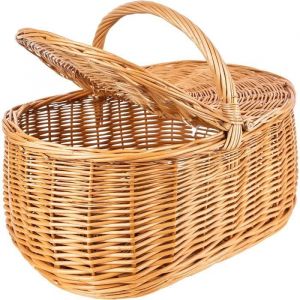 Creative Home Panier de Pique-Nique | Panier en Osier avec Poignée et Couvercle | 45 x 30 x 38 cm (+|- 2 cm) | Polyvalent
