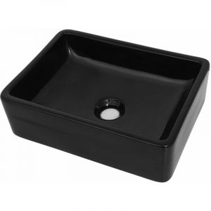 Lavabo céramique vasque salle de bain toilette rectangulaire 41 x 30 x 12 cm noir 02_0002538