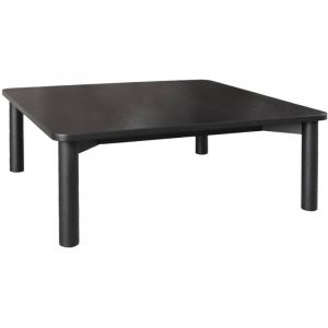 Table basse carrée bois d'hévéa placage chêne noir - 100 x 100 x 35 cm - Solène