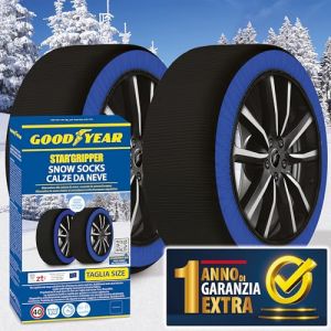 Goodyear Chaussettes de neige Star Gripper homologuées Italie EN 16662-1:2020 Deux chaînes à neige en tissu pour voiture. Snow Sock taille M
