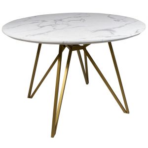 Now's Home Table effet marbre et pieds en métal doré d100cm