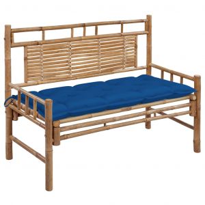 VidaXL Banc de jardin avec coussin 120 cm Bambou Blue