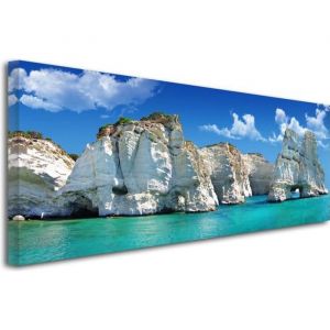 DECLINA, Tableau toile imprimée paysage, Tableau deco paysage île de milos, 100x35 cm