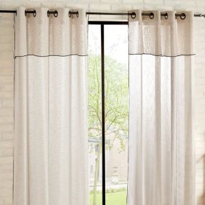 Atmosphera Lot de 2 rideaux à œillets bourdon contrasté 140 x 240 cm Lin - Lin