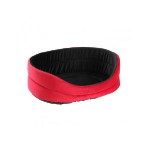 Panier pour chien MON AMI LUKI en velours antiderapant rouge et noir - 50x40x16CM