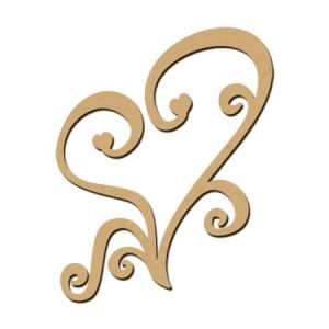 Sujet en bois médium - Cœur arabesque - 6,5 x 6,3 cm