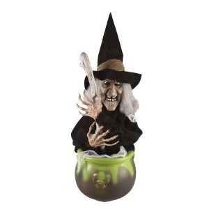 Ruedelafete Sorcière avec chaudron - 40cm - animé, sonore, lumineux
