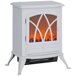 Homcom Cheminée électrique sur pied - 1000/2000 W - effet flamme LED - métal et plastique - 45 x 285 x 54 cm - blanc