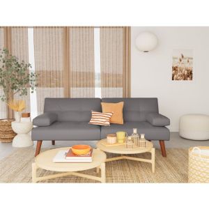 Canapé clic-clac 2 places en simili gris