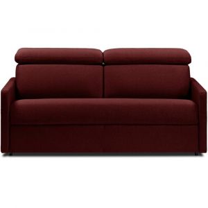 Image de Inside75 Canapé convertible LUXIA matelas 15cm système rapid'express sommier lattes 140cm tissu microfibre bordeaux