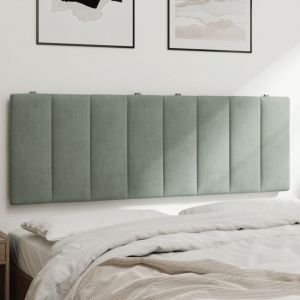 VidaXL Coussin de Tête de Lit, Oreiller de Lecture avec Fermeture à Glissière, Coussin de Lecture pour Lit Chambre, Gris Clair 120 cm Velours
