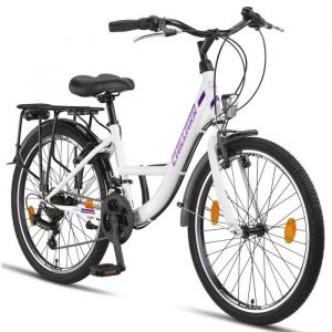Chillaxx Strada Premium City Bike - 24 pouce Blanc-violet frein en V