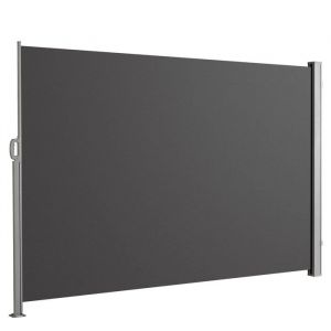 Store lat&eacute;ral ext&eacute;rieur 280 g/m&sup2; brise vue pour terrasse, structure aluminium, Anthracite 180 x 450 cm