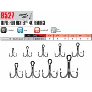 Vmc HAMECON TRIPLE FISH FIGHTER 8527 - ETAIN BRILLANT Etain brillant - N&ordm;1/0 - 5 hame&ccedil;ons