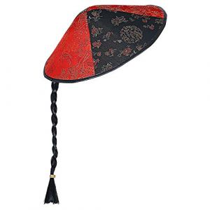 Chapeau chinois avec tresse noire Couleur Rouge Taille Taille unique