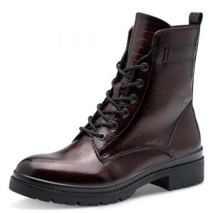 Tamaris Bottines plates en dentelle pour femme 1-25236-43 Merlot Patent 37 EU, Brevet Merlot, 37 EU