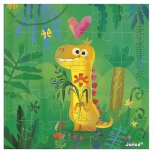 Janod Carte de V&oelig;ux Puzzle - Carte Cadeau Puzzle 25 Pi&egrave;ces Dino + 1 Carte + 1 enveloppe - Id&eacute;al Carte Anniversaire, Carte v&oelig;ux - D&egrave;s 3 Ans
