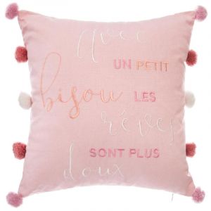 Image de Atmosphera Coussin (40 cm) Pompoms Rose