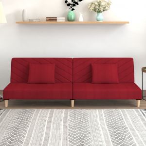 Image de VidaXL Lit de jour à 2 places avec deux oreillers Rouge bordeaux Tissu