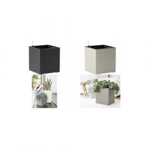 Poetic Bac Casa Cosy carré 30 gris soie - L 29,9 x l 29,9 x h 31,3 cm 12L - avec réserve d'eau