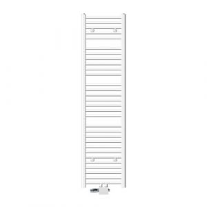 ECD Germany Radiateur Design Sahara Non Electrique - 400 x 1800 mm - Blanc - Connexion Central - avec Kit de Raccordement Universal et Thermostat - Forme Courbé - Sèche-Serviettes pour Salle de Bain