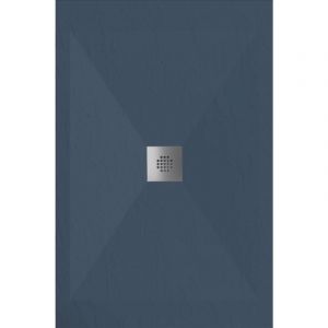 Stano Receveur de douche 80x110 cm extra plat dexa en r&eacute;sine surface ardois&eacute;e anthracite Grille inox