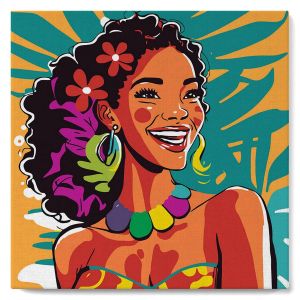 Mini peinture au numéro : Femme des Îles Pop Art - toile tendue sur chassis
