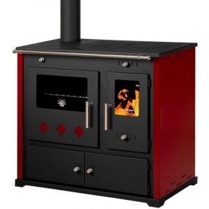 Cuisinière à Bois Prometey Pr. Lux Eco – 9,5 kW Plaque en Fonte, Design Élégant, Efficacité Énergétique et Sortie de Fumée à Gauche
