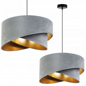 Lampe Suspendu Moderne En Or Avec Abat-Jour En Velours