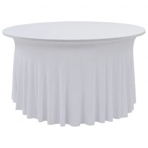 Nappes élastiques de table avec jupon 2 pcs 120x74 cm Blanc VIDAXL