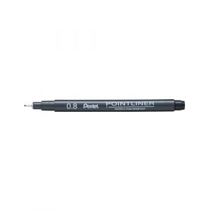 Pentel S20P Pointliner Lot de 12 feutres de dessin techniques à encre pigmentée pointe fine 0,8 mm Noir