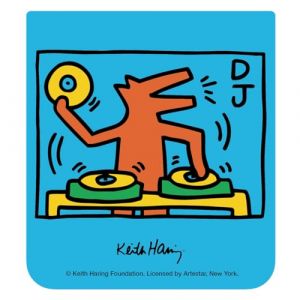 Samsung Galaxy Carte de Contenu Officielle Keith Harring 'DJ' pour &eacute;tui &agrave; Rabat Z Flip5, Bleu Capri
