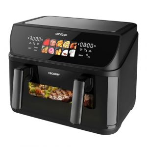 Cecotec Friteuse &agrave; Air 10L, 4 R&eacute;sistances, Air Fryer, Cecofry&Grill Duoheat 10000. 2800W, Dorure Parfaite et Go&ucirc;t de Grill pour les Viandes, Paroi S&eacute;paratrice Mobile, Temp&eacute;rature Duale, 10 Menus