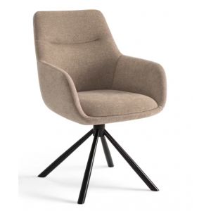 Criks Design Chaise de salle à manger Olivia Taupe - 53x66x87 cm - Fauteuil pivotant avec assise en tissu confortable