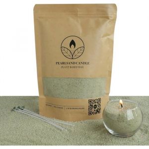 Comforder Sable de bougie parfum&eacute; et m&egrave;che - Granul&eacute;s de cire aromatique - 400 + 4 m&egrave;ches de bougie (vert clair jasmin)