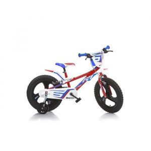 Dino Bikes V&eacute;lo Enfant Gar&ccedil;on 16 Pouces Freins sur Le Guidon Rouge Blanco Bleu - Blanc - V&eacute;lo loisir - Asphalte