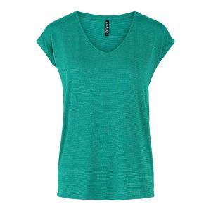 Pieces T-shirt femme col v vert avec manches courtes