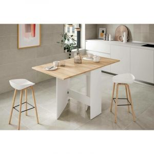 Image de Alter Table à manger pliante avec plateau rabattable, Table auxiliaire refermable, 78 x 77 x 31 cm, couleur Blanc et Chêne