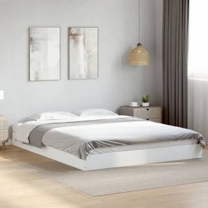 VidaXL Cadre de lit blanc 160x200 cm bois d'ingénierie, meuble de chambre à coucher, sommier, lit de palette, lit, lit double, lit à panneaux