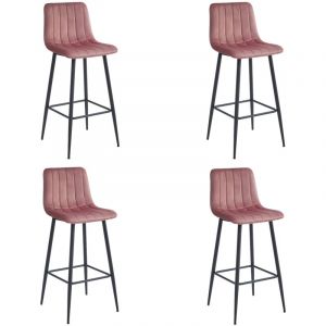 Tabouret POZZA - velours rose foncé / pieds noirs x 4