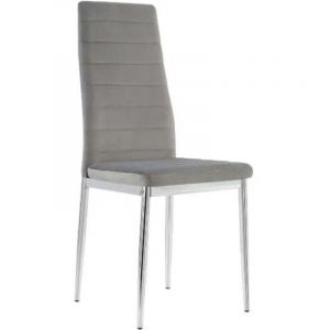 Lot de 6 chaises velours chrome gris TOLIA