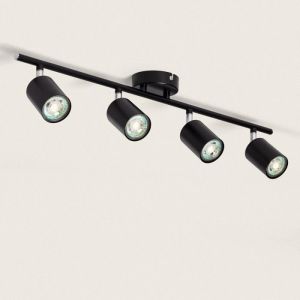 Plafonnier Orientable Métal 4 Spots Albus Black Noir