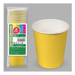 24 GOBELETS CARTON BIODÉGRADABLE 20CL JAUNE