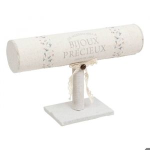 Atmosphera Porte Bracelets en Bois recouvert de Lin imprimé L 23 cm