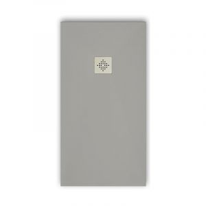 Stano Receveur de douche 100 x 160 cm extra plat PURE en résine surface ardoisée gris Grille inox