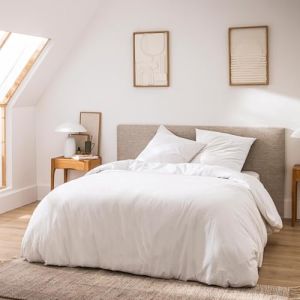 Douceur d'Int&eacute;rieur, Parure 3 Pi&egrave;ces (260 x 240 cm) Meline Blanc, 100% Coton Fils Teints