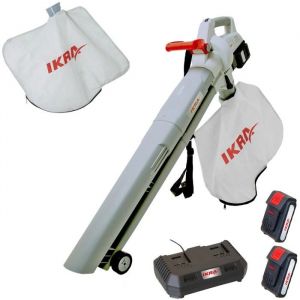 Image de Ikra Souffleur de feuilles 3en1 Aspirateur Broyeur Souffleur 40V + 2 batteries lithium + Chargeur Double + Sac 45L