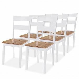 VidaXL Chaise de salle &agrave; manger 6 pcs Bois d'h&eacute;v&eacute;a Blanc