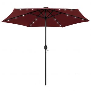 Image de VidaXL Parasol avec LED et mât en aluminium 270 cm Rouge bordeaux